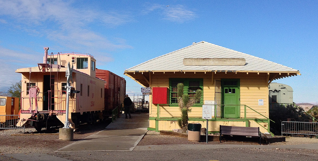 train station and caboose
